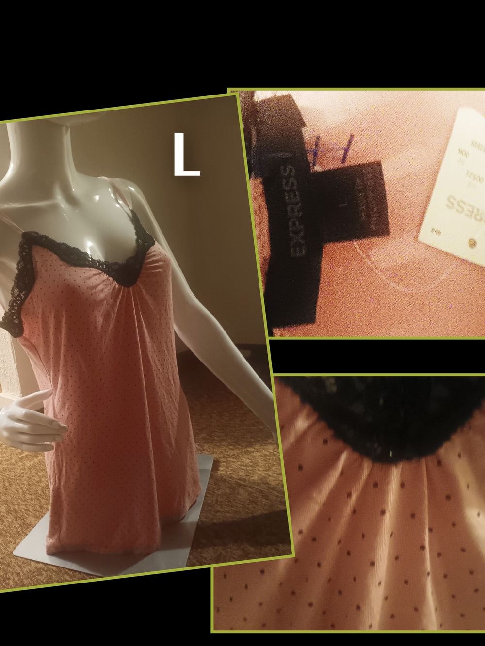 NOW $5  Express Pink Slip Chemise with Black Lace Trim